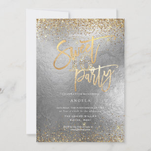 Invitation PixDezines Sweet 16 Diamond Parties scintillant Or