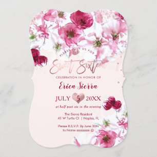 Invitation PixDezines Sweet 16 fleurs de cerisier foncé