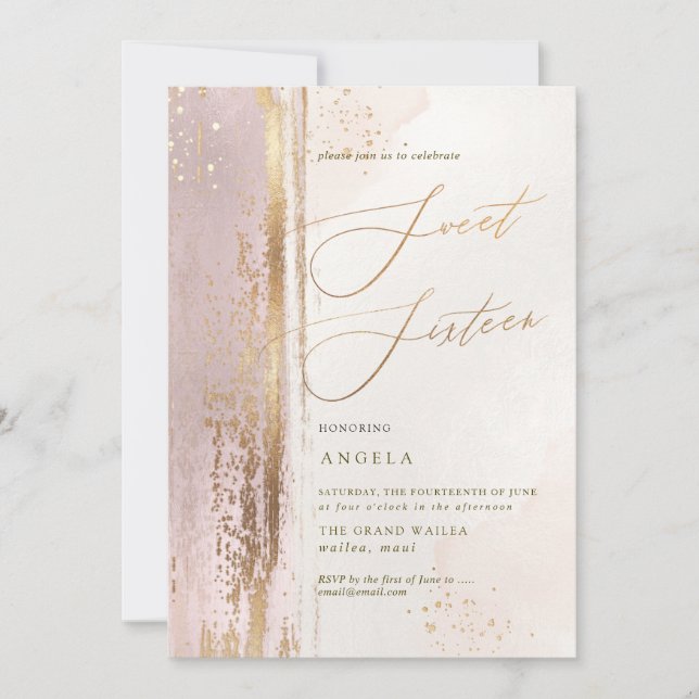 Invitation PixDezines Sweet 16 H2 Rose-Blancs (Devant)