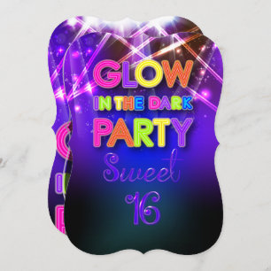 Invitation PixDezines Sweet 16, Lumières Laser/Glow Party