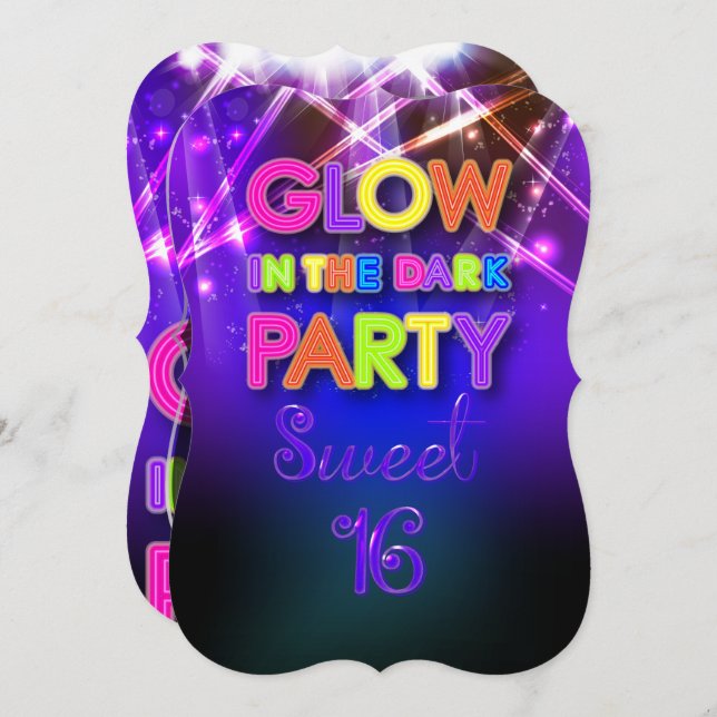 Invitation PixDezines Sweet 16, Luminaires Laser/Fête Laser (Devant / Derrière)
