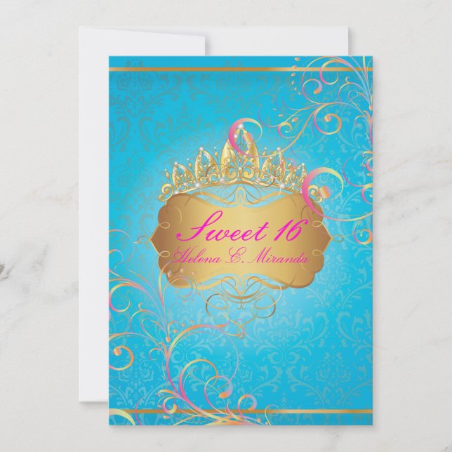 Invitation PixDezines Sweet 16/Rainbow Swirls (Devant)