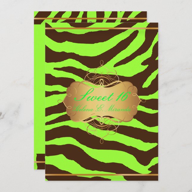 Invitation PixDezines SWEET 16/ZEBRA BROWN/DO-IT-YOURSELF NEO (Devant / Derrière)