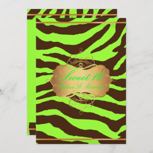 Invitation PixDezines SWEET 16/ZEBRA BROWN/DO-IT-YOURSELF NEO
