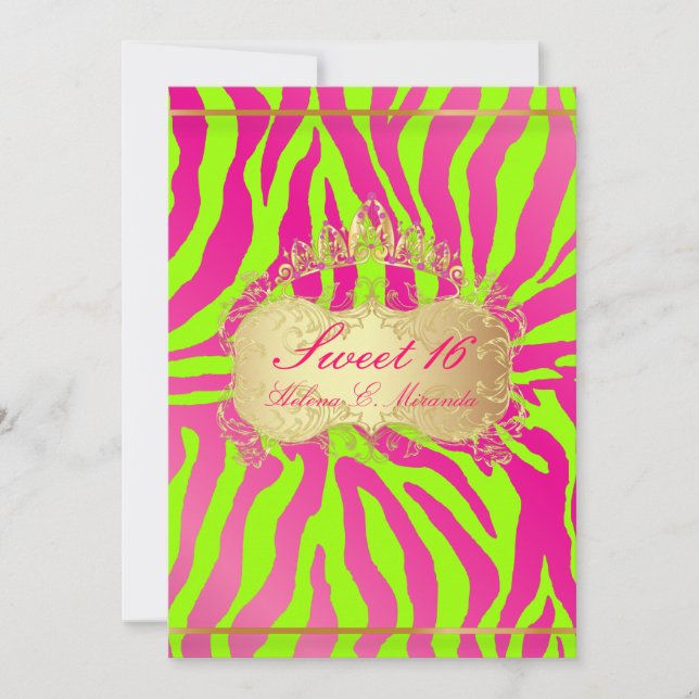 Invitation PixDezines Sweet 16/Zebra/do-it-yourself arrière - (Devant)