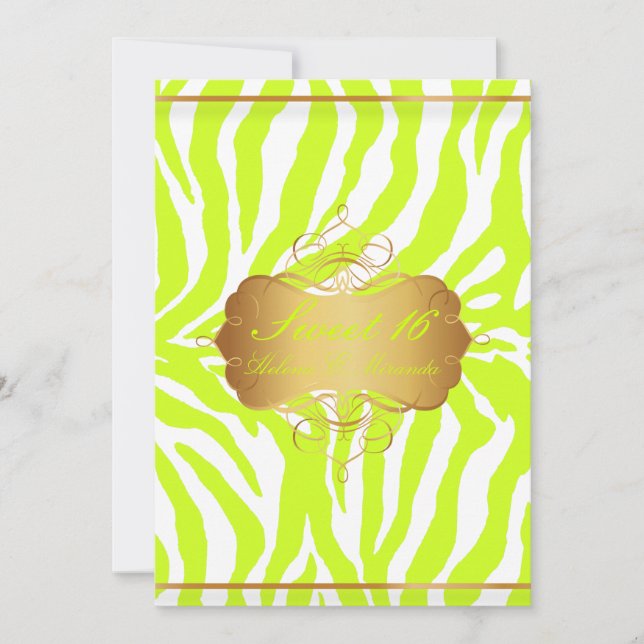 Invitation PixDezines Sweet 16/Zebra Stripes (Devant)