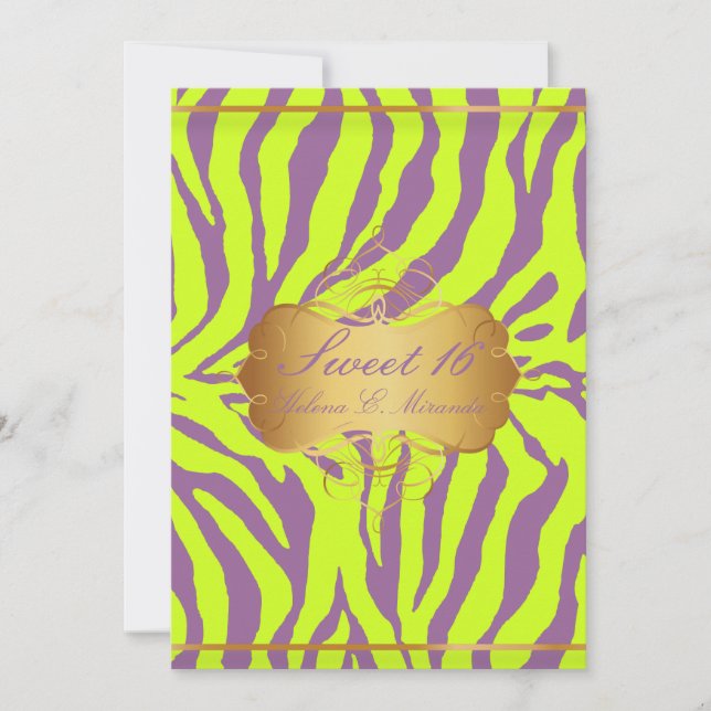 Invitation PixDezines Sweet 16/Zebra Stripes (Devant)