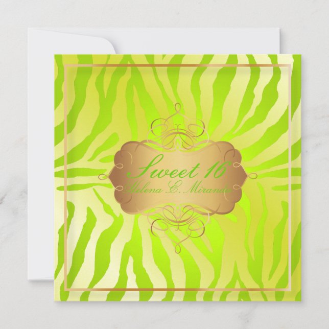 Invitation PixDezines Sweet 16/Zebra Stripes (Devant)