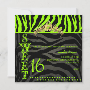 Invitation PixDezines Sweet 16/Zebra Stripes