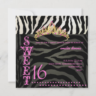 Invitation PixDezines Sweet 16/Zebra Stripes