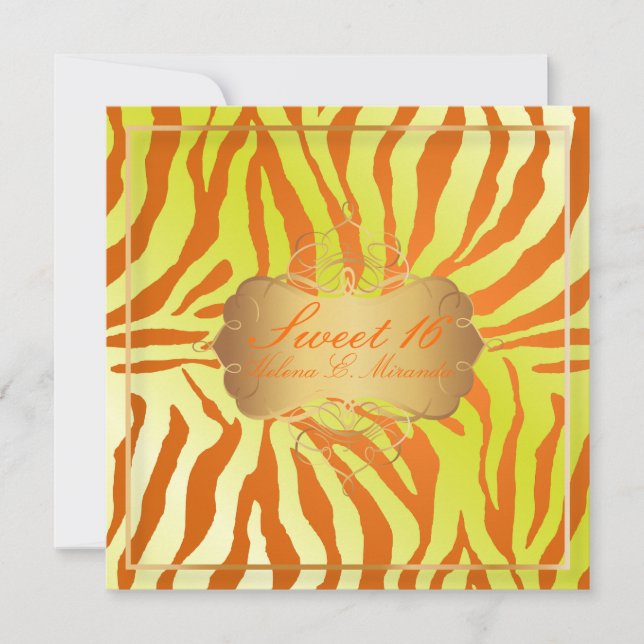 Invitation PixDezines Sweet 16/Zebra Stripes (Devant)