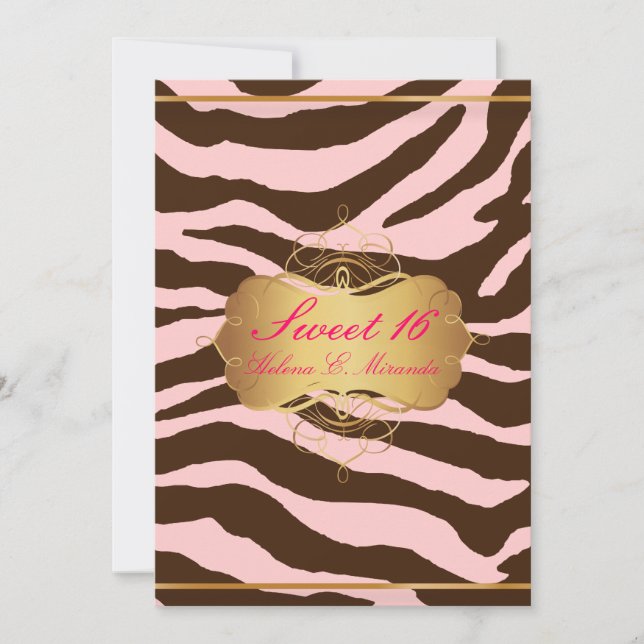 Invitation PixDezines Sweet 16/Zebra Stripes (Devant)