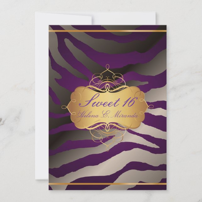 Invitation PixDezines Sweet 16/Zebra Stripes (Devant)