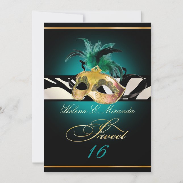 Invitation PixDezines Sweet 16/zèbre sarcelle/DIY couleur!! (Devant)
