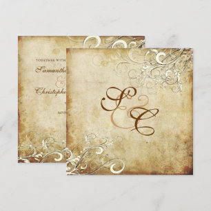 Invitation PixDezines SWIRLS À CRÈME VINTAGE/Parchemin Faux