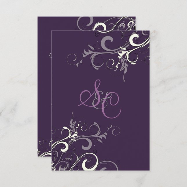 Invitation PixDezines SWIRLS PLUM/CREAM/Arrière - plan DO-IT- (Devant / Derrière)