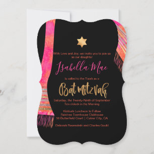 Invitation PixDezines Tallit/Rose/Orange/Bat mitzvah