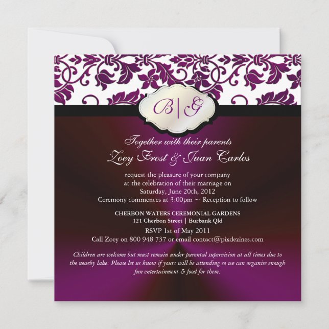 Invitation PixDezines Tanza Damask/DO-IT-YOURSELF couleur/bla (Devant)