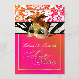 Invitation PixDezines Tanza Damask/sweet 16/zèbre