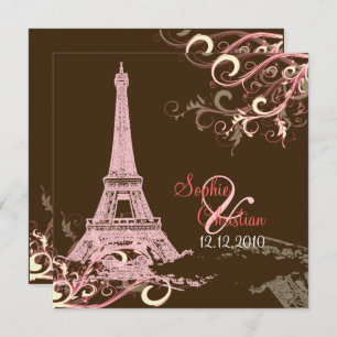 Invitation PixDezines TOUR EIFFEL ROSE+SWIRLS