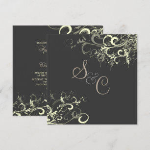 Invitation PixDezines tourbillon crème+graphite