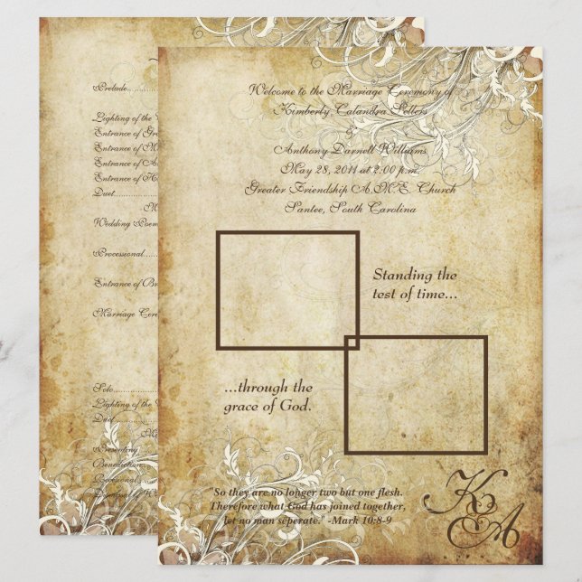 Invitation PixDezines tourbillons crème vintages (Devant / Derrière)