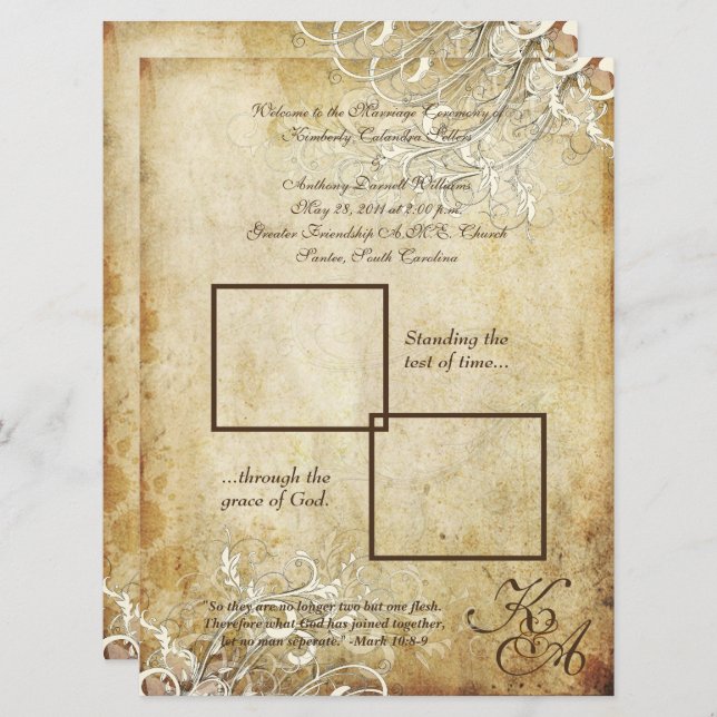 Invitation PixDezines tourbillons de crème vintage (Devant / Derrière)