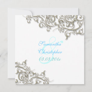 Invitation PixDezines tourbillons rustiques/faux argent