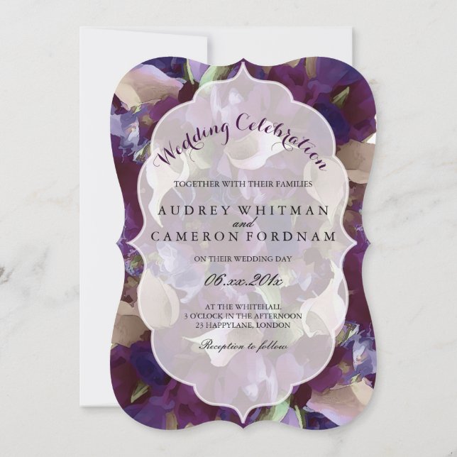 Invitation PixDezines tulipes violettes/calla lily (Dos)