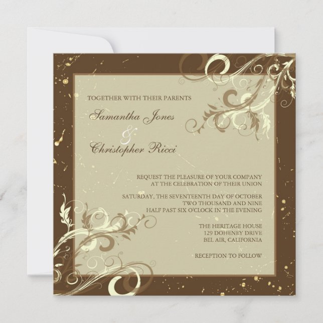 Invitation PixDezines VANILLA SWIRLS/CAFE AU LAIT (Devant)