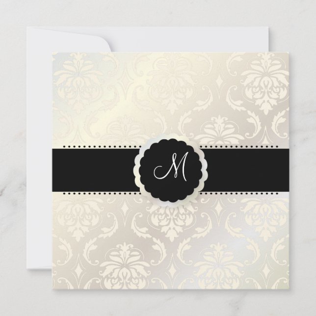 Invitation PixDezines Vendome Damask / Black + White (Devant)