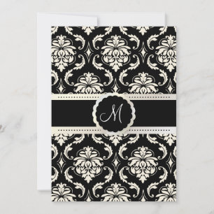 Invitation PixDezines Vendome Damask / Black + White 5x7