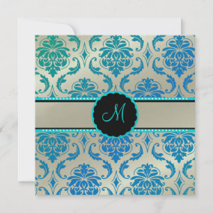 Invitation PixDezines Vendome Damask / Peacock Blue