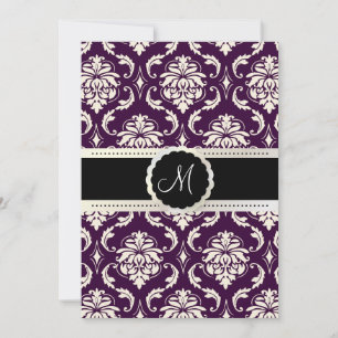Invitation PixDezines Vendome Damask / Plum + Cream 5x7