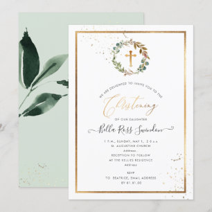 Invitation PixDezines Verdure Aquarelle hiver Wreath