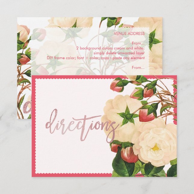 Invitation PixDezines Victorien Nivea Roses/Redoute (Devant / Derrière)