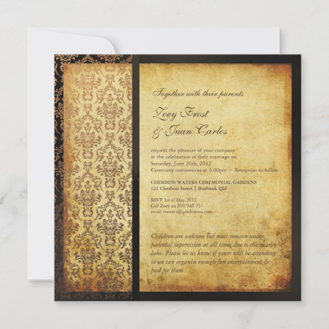 Invitation PixDezines Vintage Arianna Damask/Tobacco (Devant)