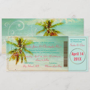 Invitation PixDezines Vintage Beach Boarding Pass