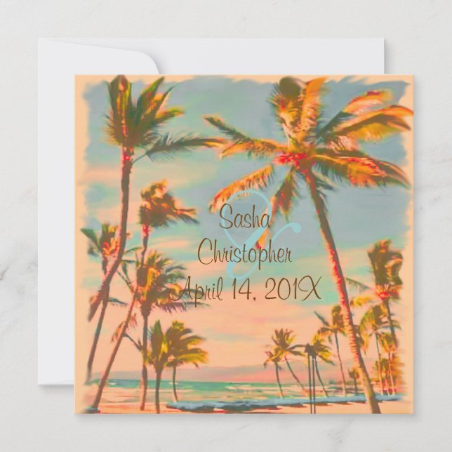 Invitation PixDezines Vintage Beach Scence/Aloha/Luau (Devant)