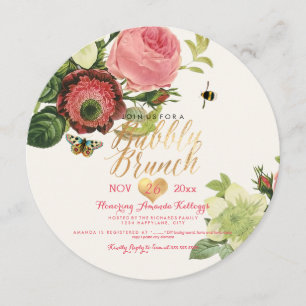 Invitation PixDezines Vintage Brunch Botanique+Bubbly