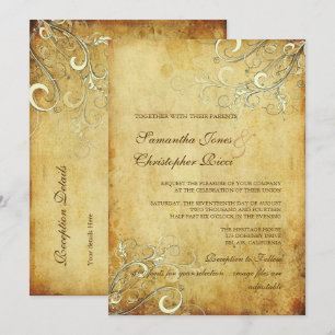 Invitation PixDezines VINTAGE CRÈME TOURBILLONS/FAUX PARCHEMI