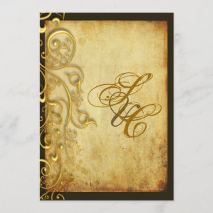 Invitation PixDezines VINTAGE FAUX GOLD FILIGREE DO-IT-YOURSE