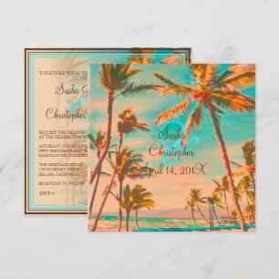 Invitation PixDezines Vintage Hawaiian Beach/turquoise