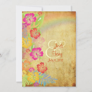 Invitation PixDezines vintage/Leis/Luau/hibiscus+arc-en-ciel