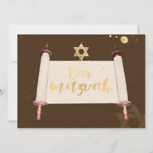 Invitation PixDezines vintage torah scroll bar mitzvah