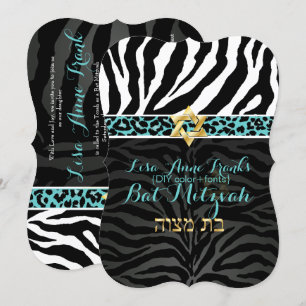 Invitation PixDezines violet/couleur DIY/Zèbre/Bar Mitzvah