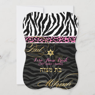 Invitation PixDezines violet/couleur DIY/Zèbre/Bat Mitzvah