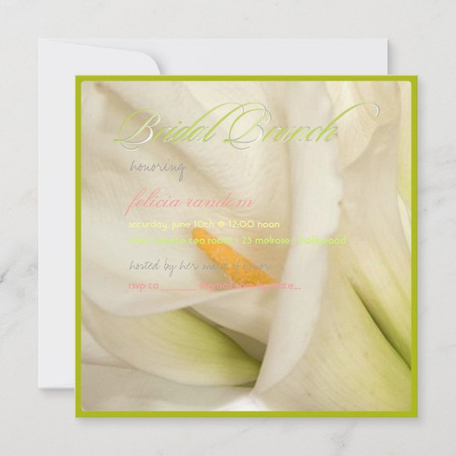 Invitation PixDezines White calla lily/bridal brunch (Devant)
