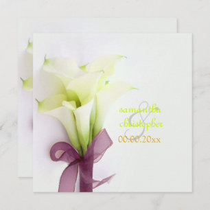 Invitation PixDezines WHITE CALLA MENTION MARIAGE BOUQUET