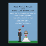 Invitation Pixel Gamer Mariée et mariage de chambr<br><div class="desc">C'est ça, la fête que vous attendiez avec vos amis et votre famille ! Montrez votre fierté geek avec ces invitations. Vous pouvez customiser le texte correspondant à votre journée. Il est recommandé de commander 1 carte échantillon avant de commander en vrac pour tous vos invités. Cela assurera que tout...</div>